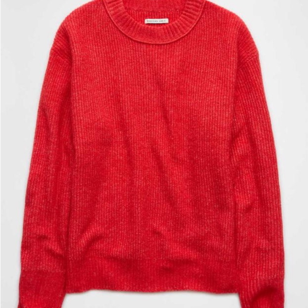 AE Whoa So Soft Crew Neck Sweater - Cherry (NWOT)